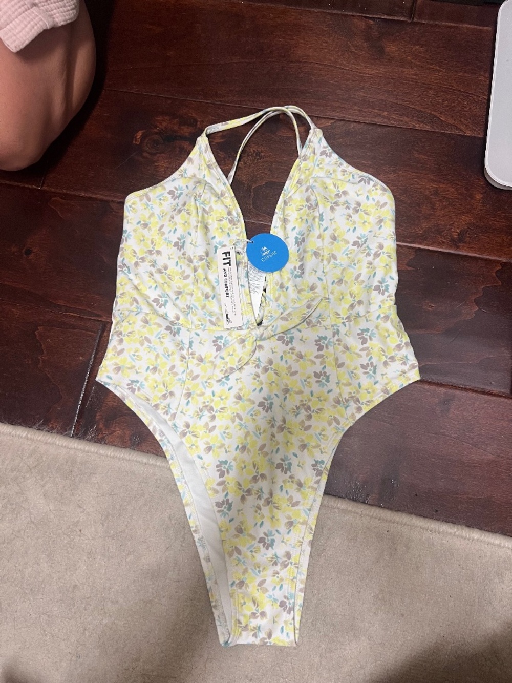 Itsy Ditsy Tie Front Plunge One Piece Swimsuit